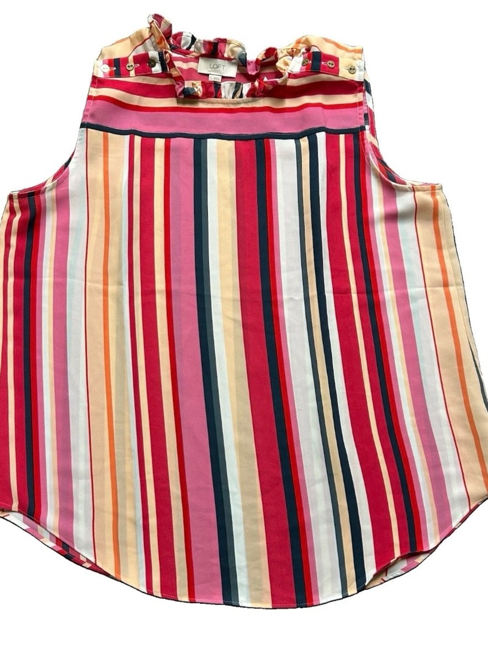 Women’s Loft Pink Red Striped Tank Top Size Large